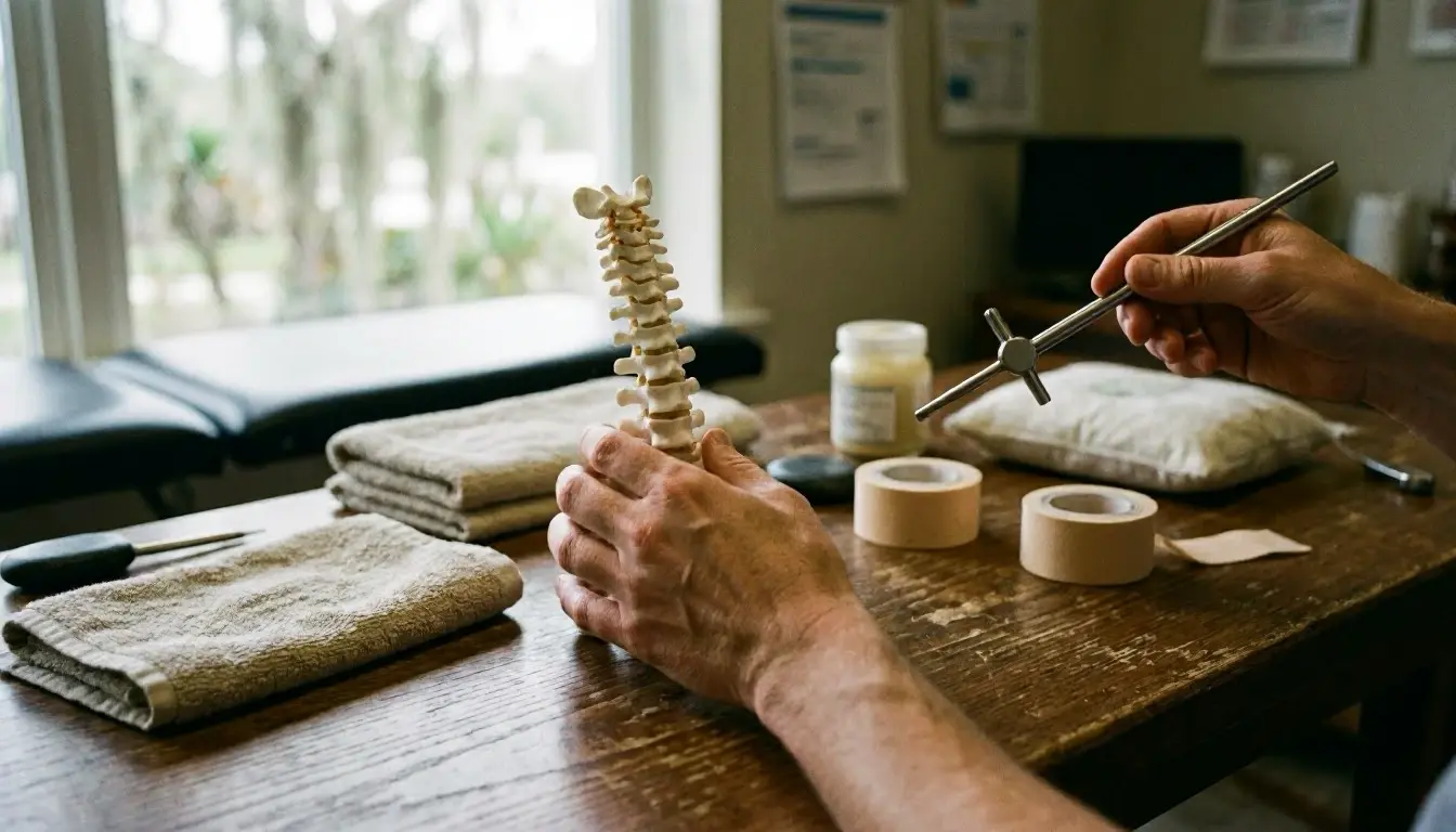 Back Pain in Chiropractor: Back Pain is discomfort, stiffness, Or aching anywhere along the spine, from—visual guide